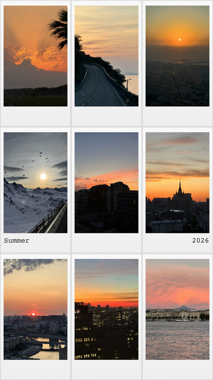 Nine polaroids